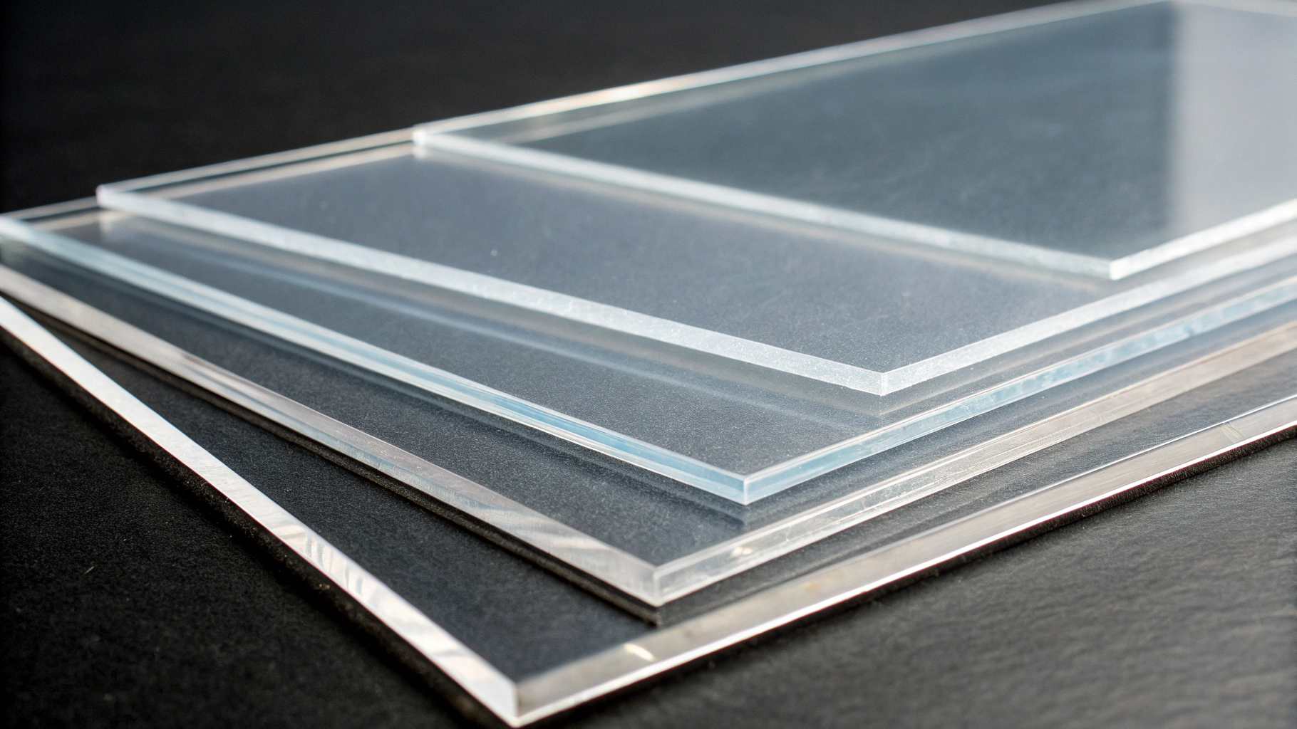 Crystal clear flame polished edge of cast acrylic