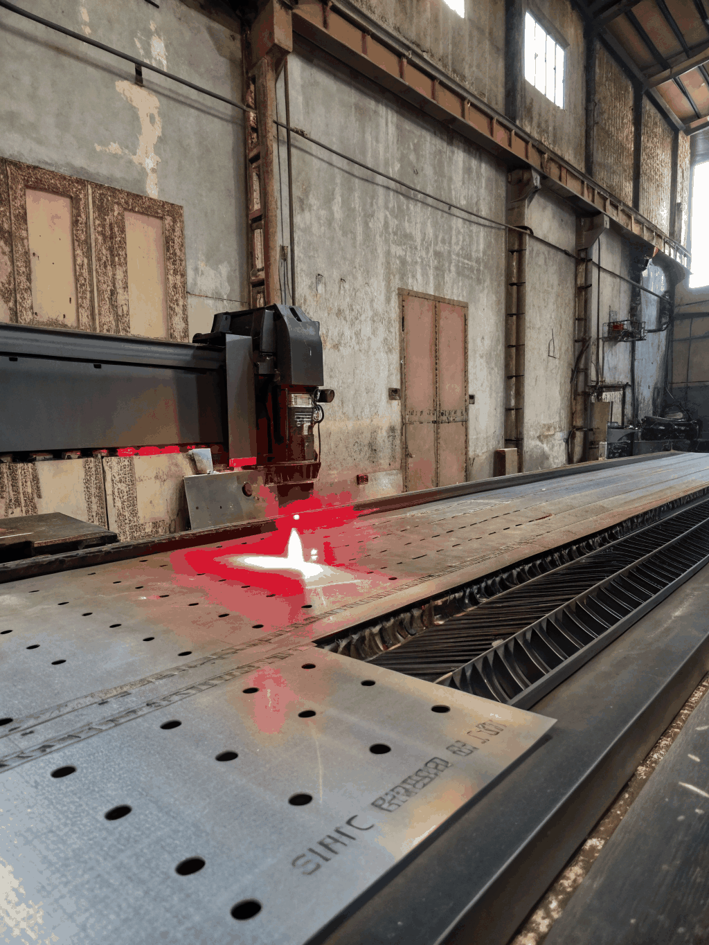 Fiber laser cutting through thick carbon steel plate