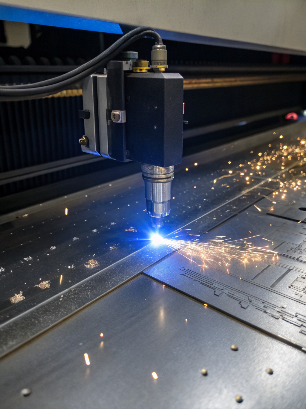 Fiber laser cutting through thick stainless steel plate