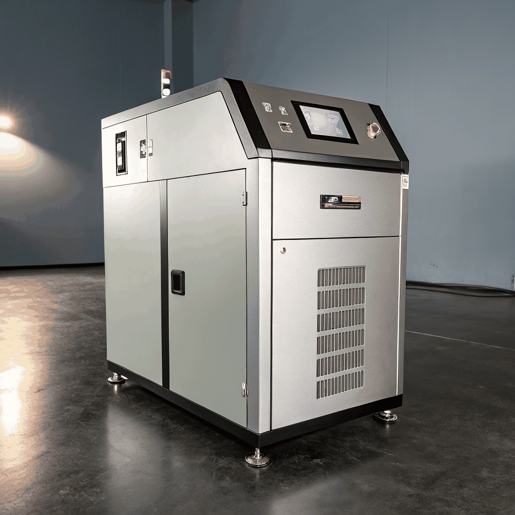 Fiber laser cutting through stainless steel
