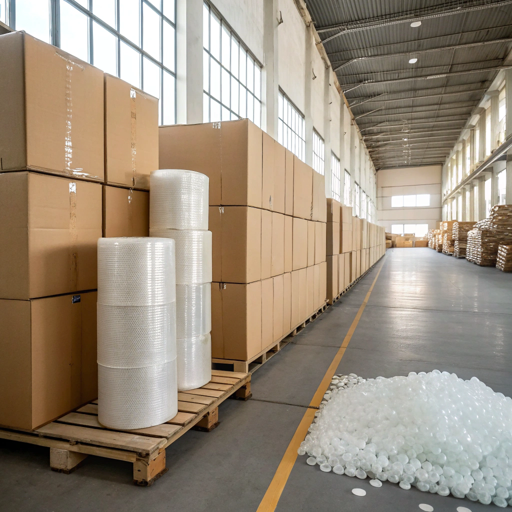 Industrial shipping crates ready for transport