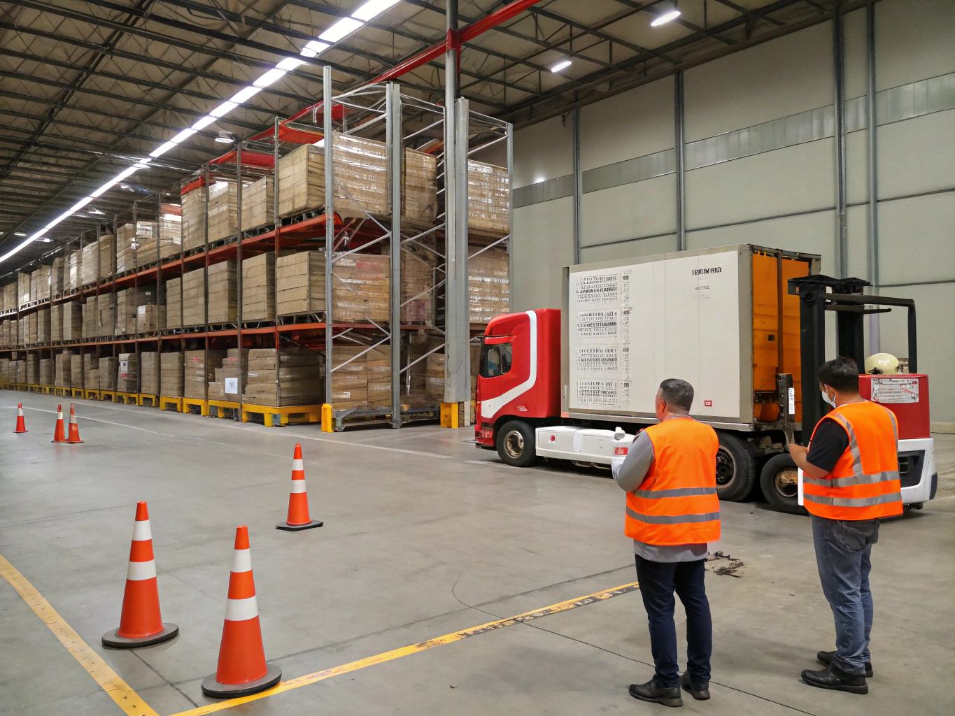 Large industrial laser machines being unloaded