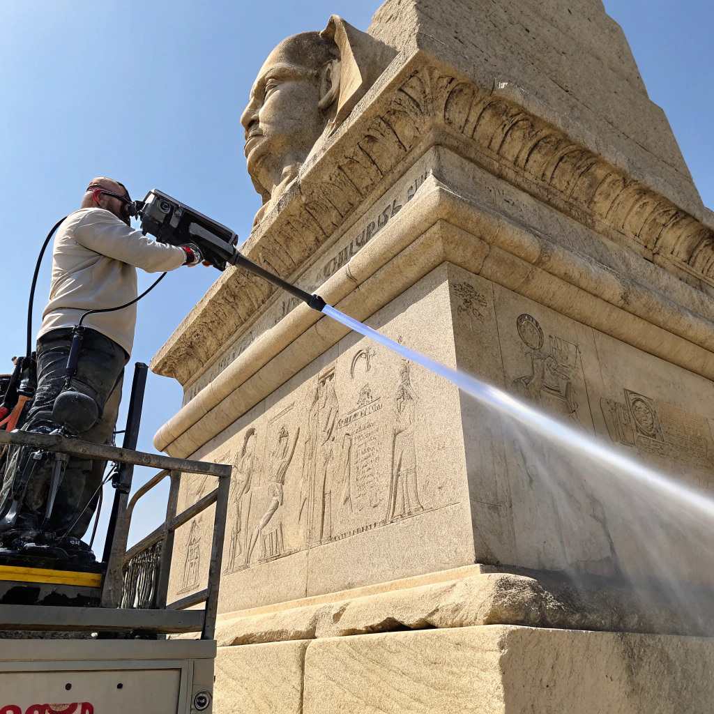 Laser cleaning soot from historical stone masonry