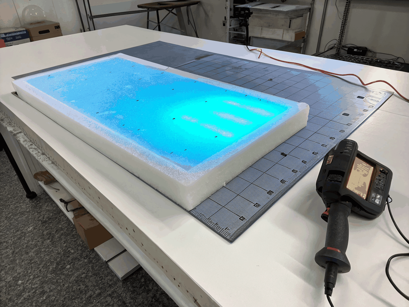 Thermal profile UI showing MDF cutting heat distribution