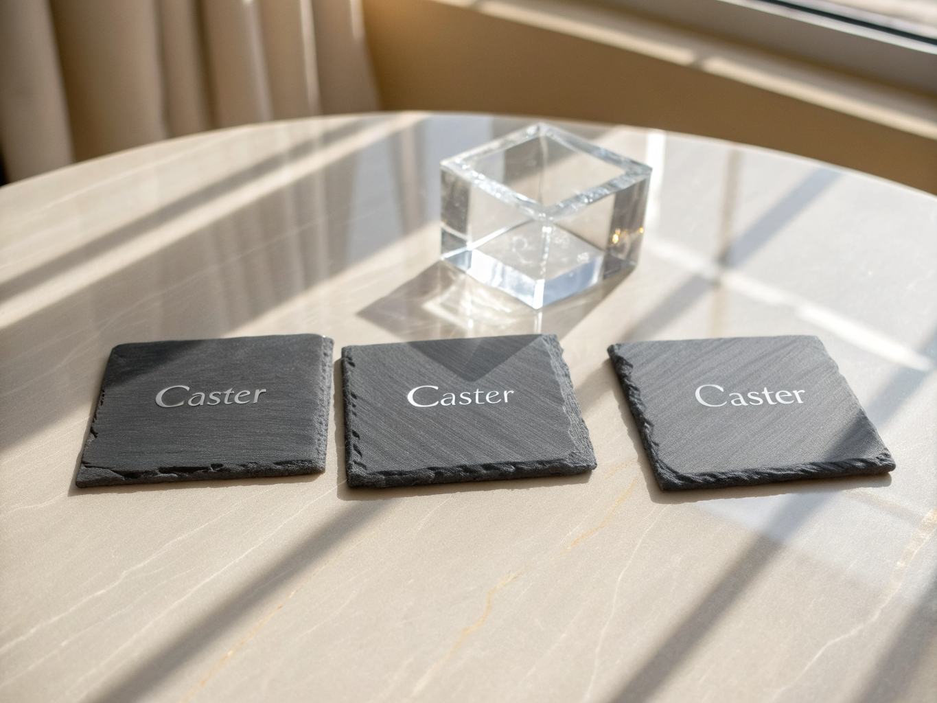 Laser engraved personalized stone coaster