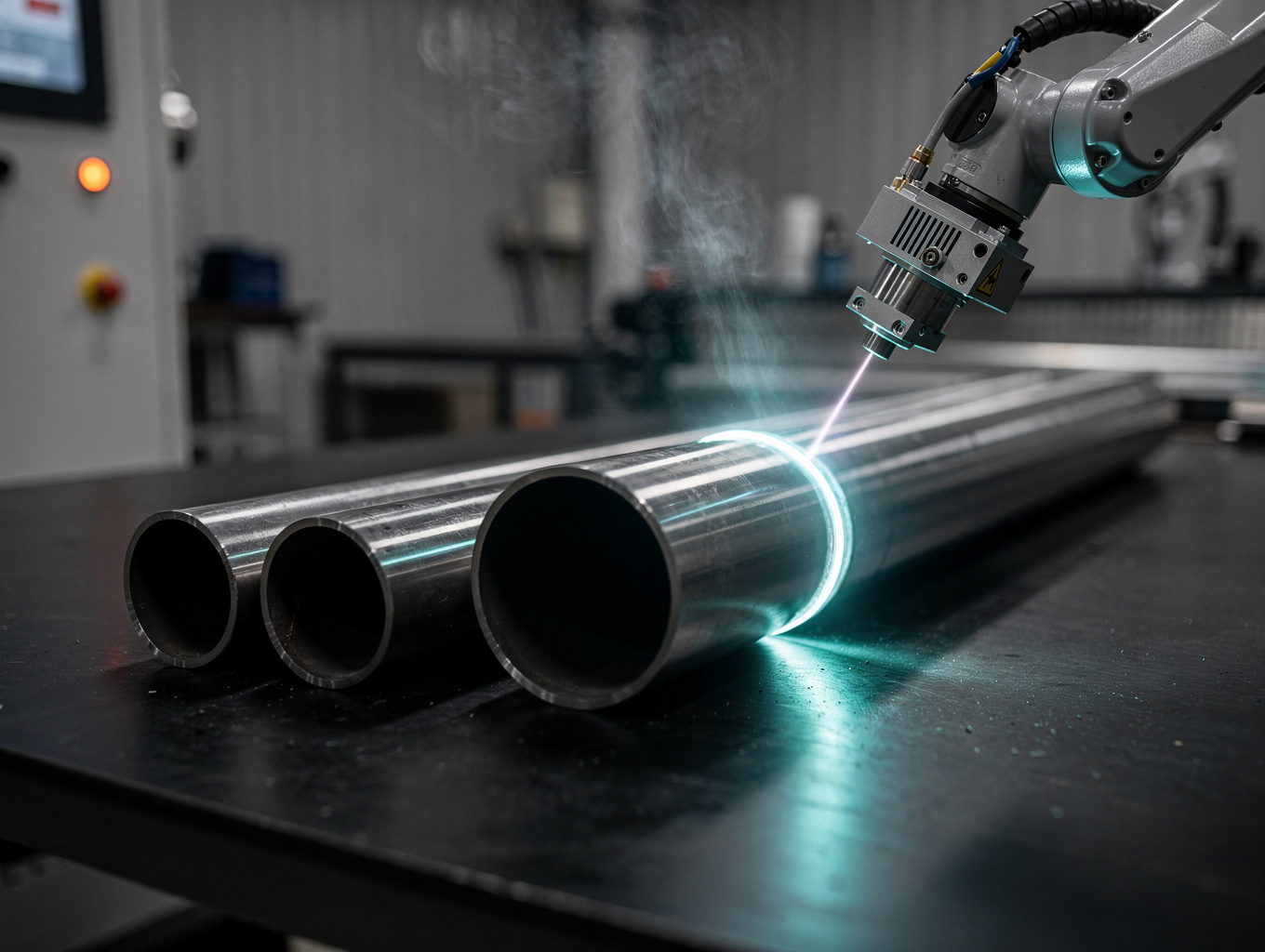 Rotary laser system cutting complex patterns into a stainless steel tube