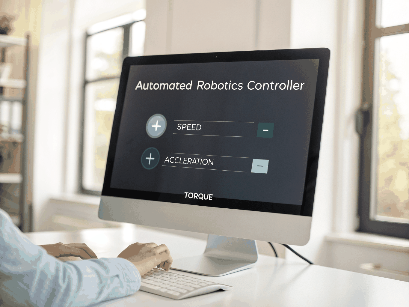 Motion control UI showing acceleration curves with copper gradient lines